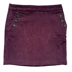 Banana Republic Skirt Womens 6 Burgundy Corduroy Button Mini Fall 2012 Lined